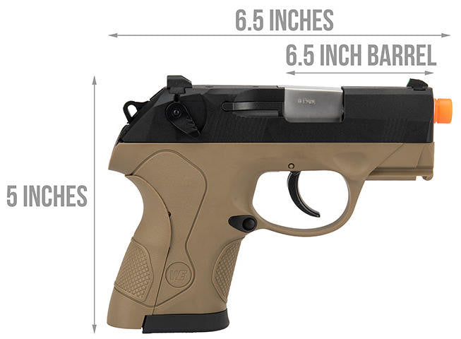 WE Tech Bulldog Compact Full Metal Gas Blowback Airsoft Pistol, Tan