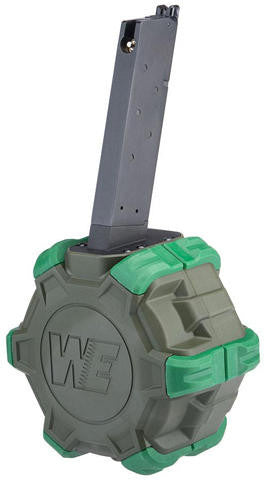WE-Tech 400rds Drum Magazine for 1911 Airsoft Pistols, OD Green