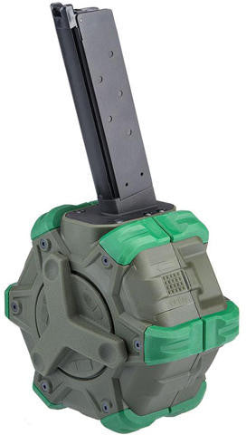 WE-Tech 400rds Drum Magazine for 1911 Airsoft Pistols, OD Green