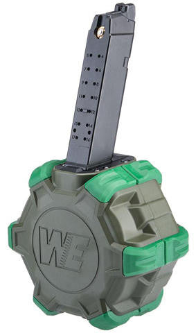 WE-Tech 400rds Drum Magazine for G-Series Airsoft Pistols, OD Green