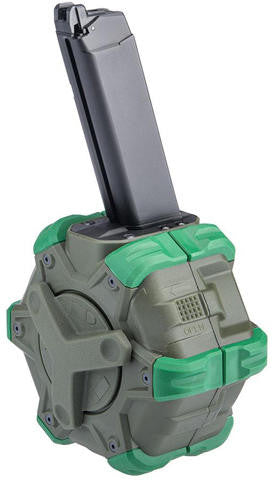 WE-Tech 400rds Drum Magazine for G-Series Airsoft Pistols, OD Green