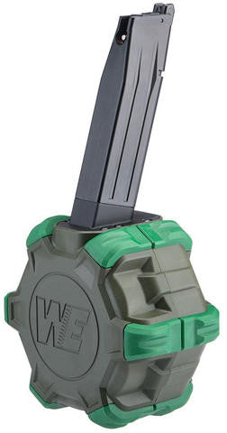 WE-Tech Drum Magazine for Hi-Capa 5.1 Gas Blowback Airsoft Pistols, OD Green