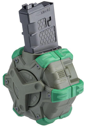 WE-Tech Drum Magazine for WE Open Bolt M4 Gas Blowback Airsoft Rifles, OD Green