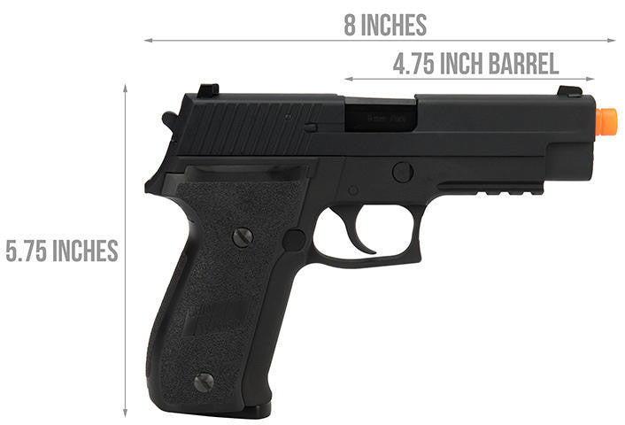 WE Tech Full Metal F226 Gas Blowback MK25 Airsoft Pistol, Black