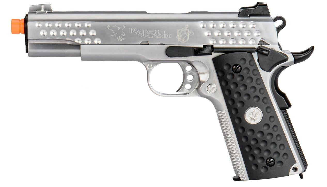 WE Tech Full Metal Knighthawk 1911 Gas Blowback Airsoft Pistol, Silver