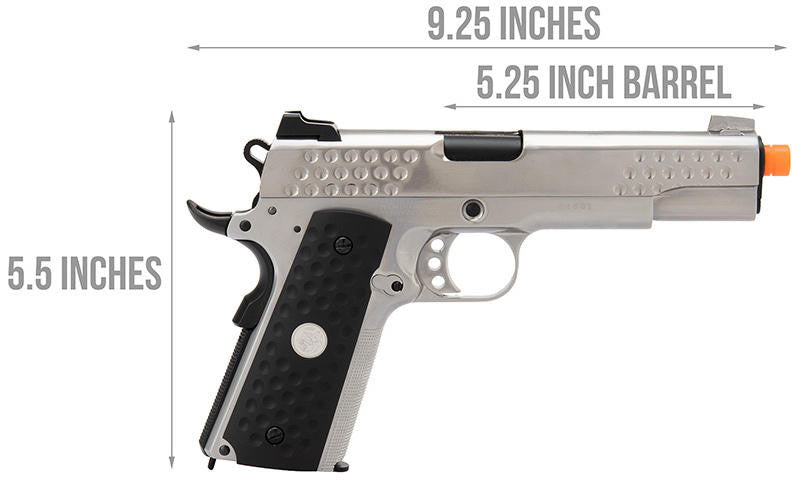 WE Tech Full Metal Knighthawk 1911 Gas Blowback Airsoft Pistol, Silver
