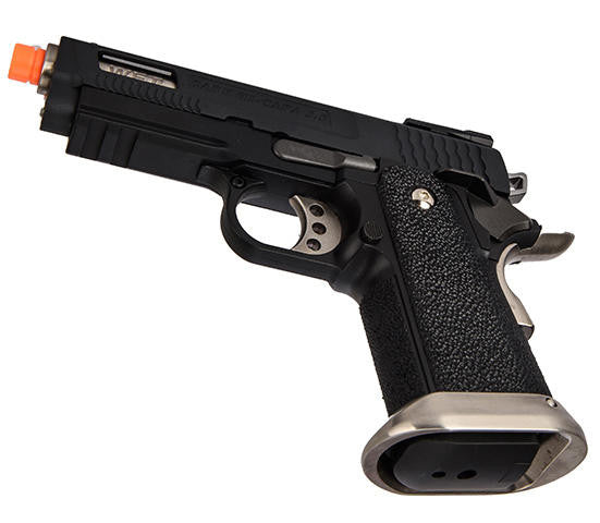 WE-Tech Hi-Capa 3.8 Brontosaurus Full Auto Gas Blowback Airsoft Pistol, Black