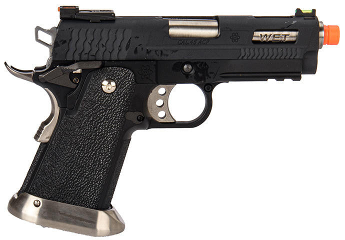 WE-Tech Hi-Capa 3.8 Brontosaurus Full Auto Gas Blowback Airsoft Pistol, Black