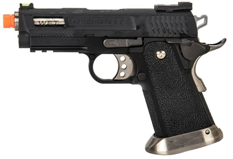 WE-Tech Hi-Capa 3.8 Brontosaurus Full Auto Gas Blowback Airsoft Pistol, Black