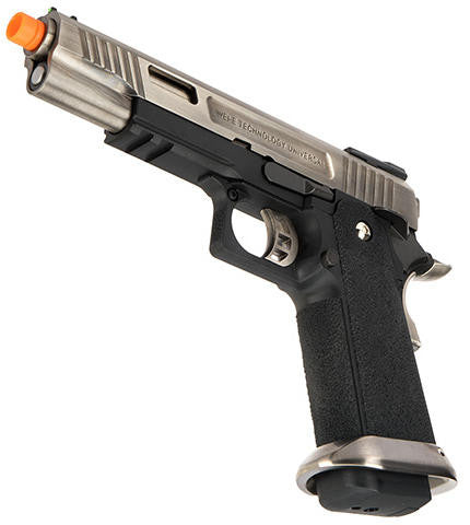 WE Tech Hi-Capa 5.1 T-Rex Competition Gas Blowback Airsoft Pistol, Silver