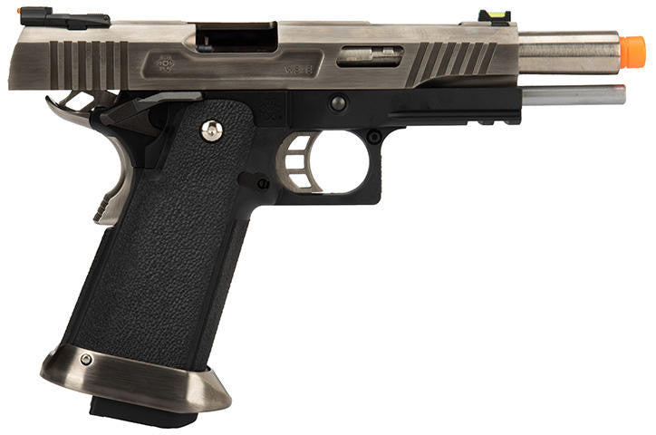 WE Tech Hi-Capa 5.1 T-Rex Competition Gas Blowback Airsoft Pistol, Silver