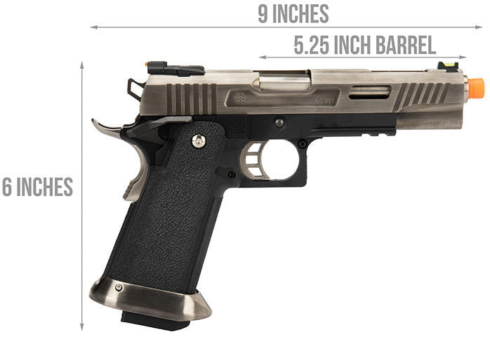 WE Tech Hi-Capa 5.1 T-Rex Competition Gas Blowback Airsoft Pistol, Silver