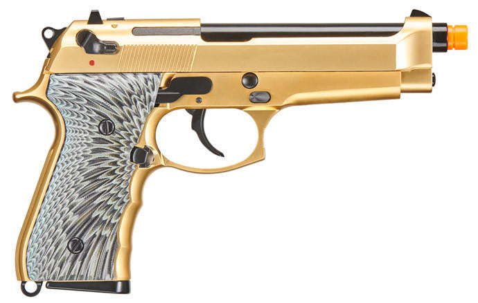 WE-Tech New System M92 Eagle Full Auto Gas Blowback Airsoft Pistol, Gold