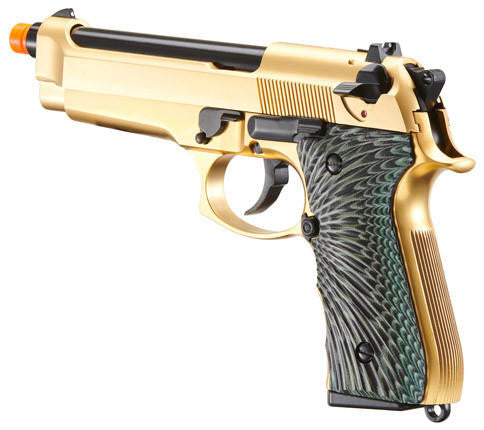WE-Tech New System M92 Eagle Full Auto Gas Blowback Airsoft Pistol, Gold