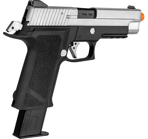 WE Tech P-Virus Gas Blowback Airsoft Pistol, Black/Silver