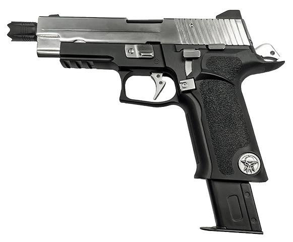 WE Tech P-Virus Gas Blowback Airsoft Pistol, Black/Silver