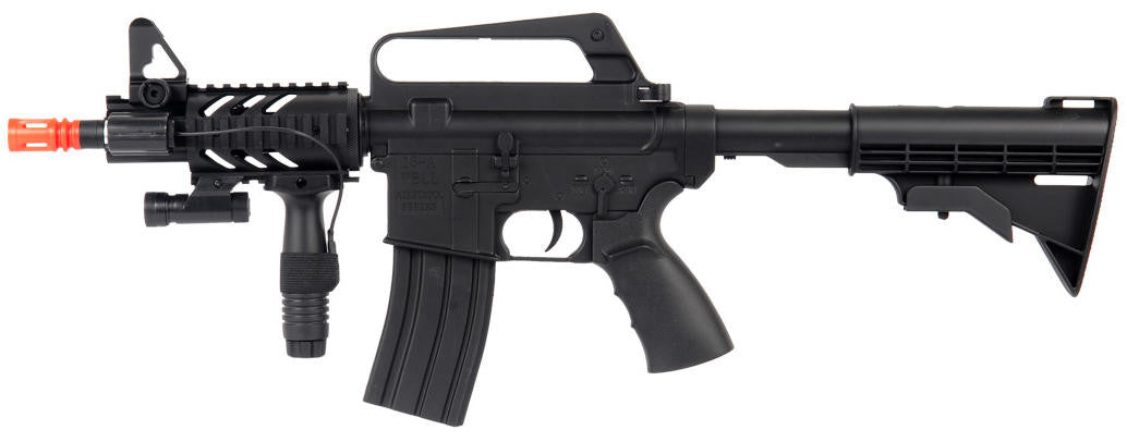 Well Airsoft M16A5 CQB Spring Airsoft Rifle, Black