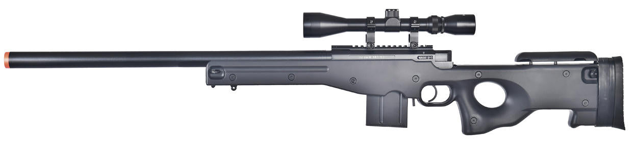 WELL L96 AWS Bolt Action Airsoft Rifle with Scope, Black