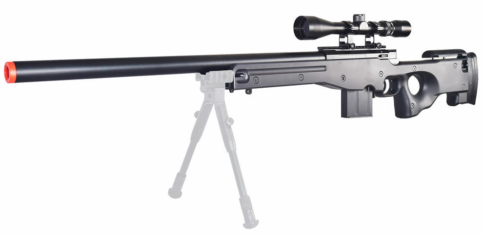 WELL L96 AWS Bolt Action Airsoft Rifle with Scope, Black