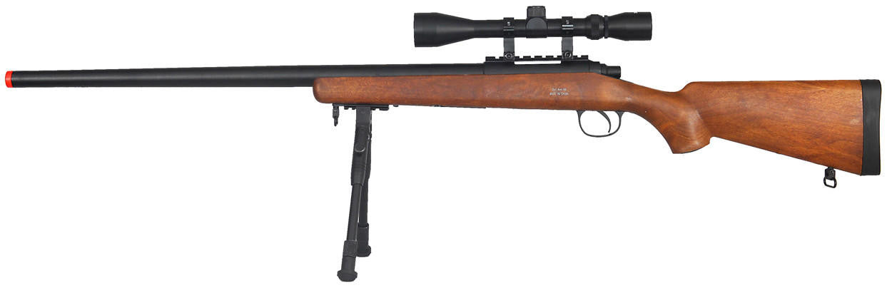 Well VSR-10 Bolt Action Airsoft Rifle w/ Scope, Sling & Bipod, Wood