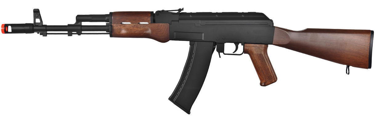 WellFire AK47 AEG Airsoft Rifle, Black/Wood