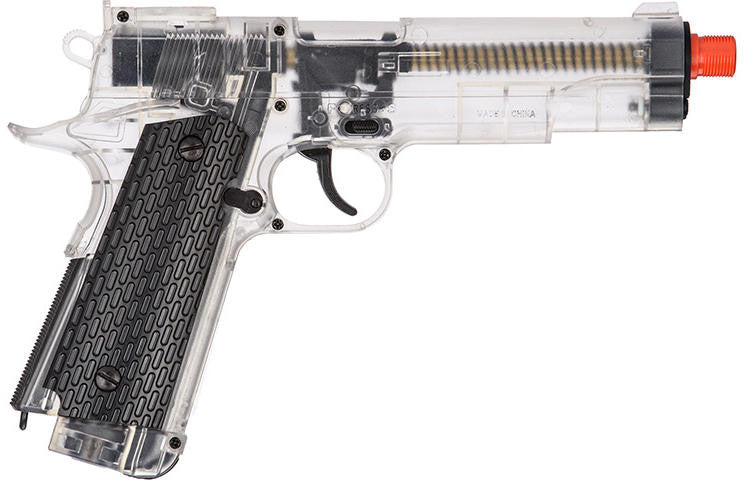 Wellfire M1911 Non-Blowback CO2 Airsoft Pistol, Clear