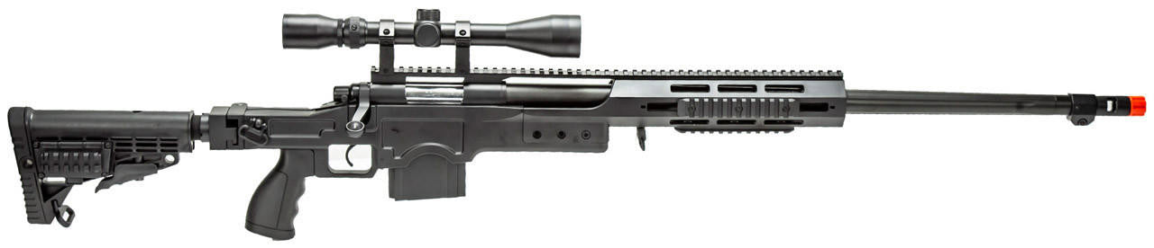 WellFire MB4412 Bolt Action Airsoft Sniper Rifle w/ Scope, Black