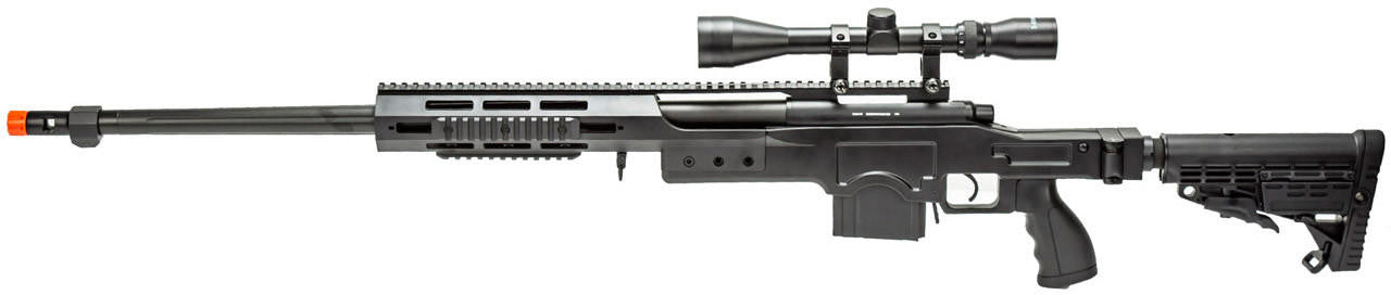 WellFire MB4412 Bolt Action Airsoft Sniper Rifle w/ Scope, Black