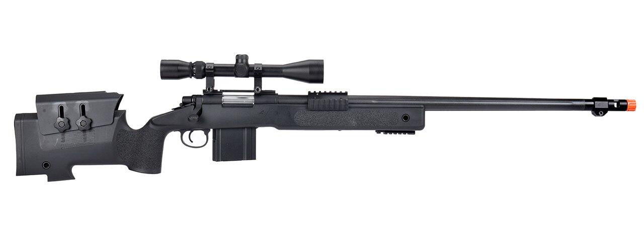 WellFire MB4416 M40A3 Bolt Action Airsoft Sniper Rifle w/ Scope, Black
