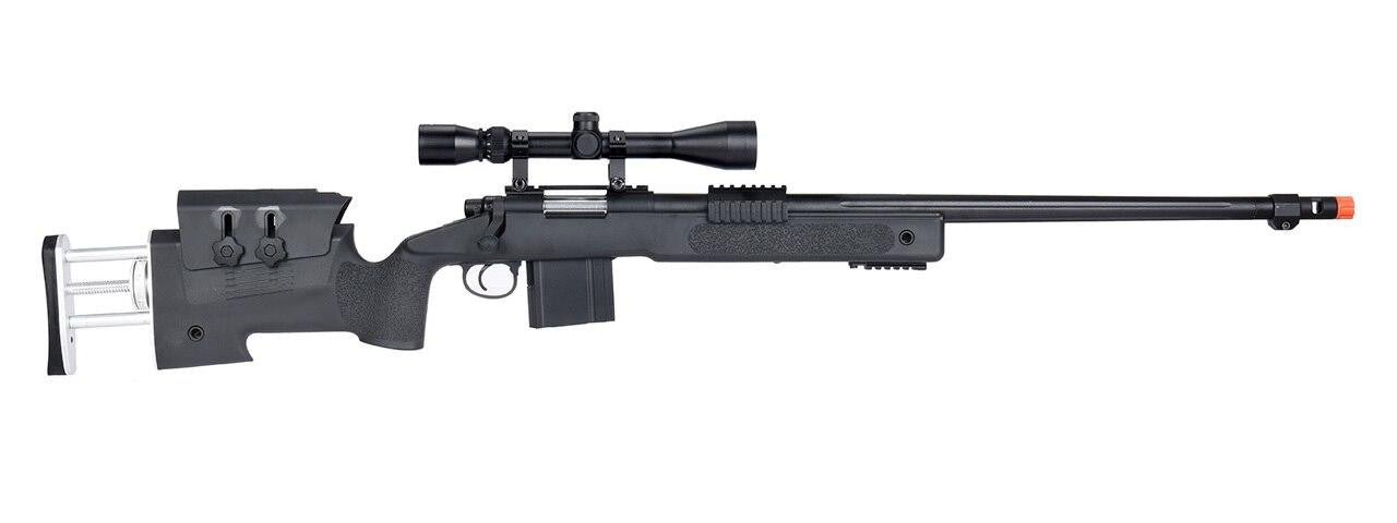 WellFire MB4417 M40A3 Bolt Action Airsoft Sniper Rifle w/ Scope, Black