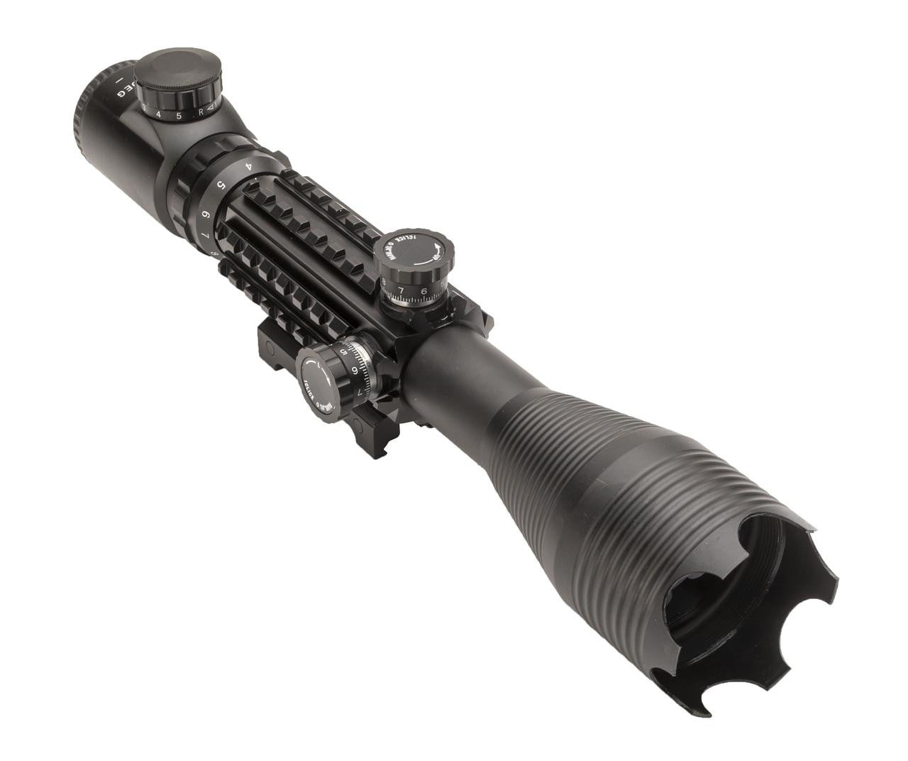 4-16X50mm Tri-Rail Illuminated Sniper Rifle Scope w/ Built In Mount