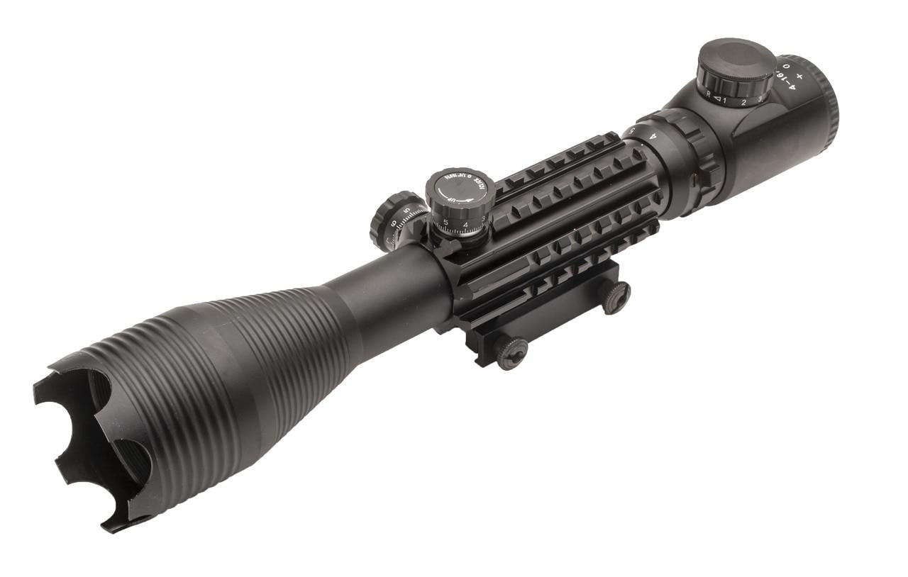 4-16X50mm Tri-Rail Illuminated Sniper Rifle Scope w/ Built In Mount