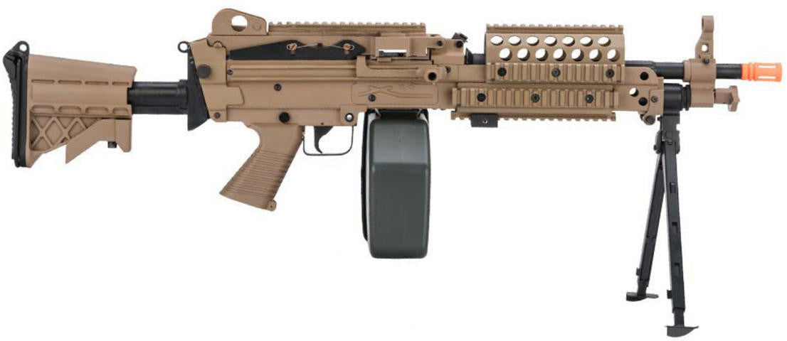 A&K MK46 M249 Saw Light Machine Airsoft Rifle, Tan