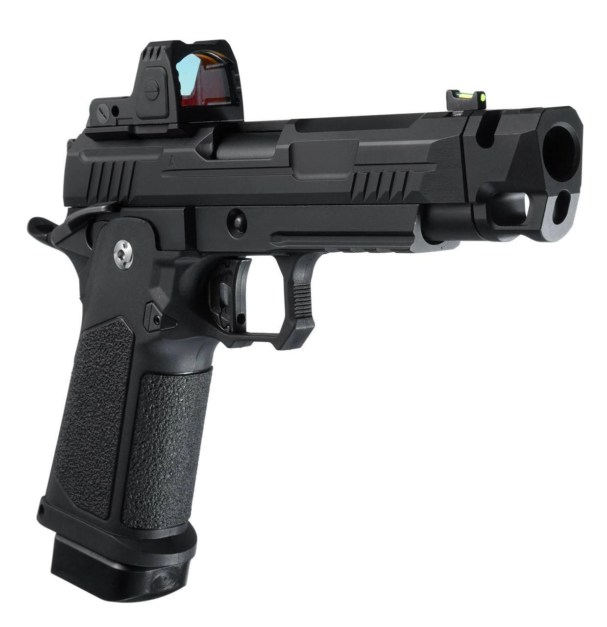 ARCTURUS Vanguard 4.3" Hi-Capa GBB Airsoft Pistol w/ Optics Ready Slide & Compensator & ARS-1 Red Dot Combo, Black