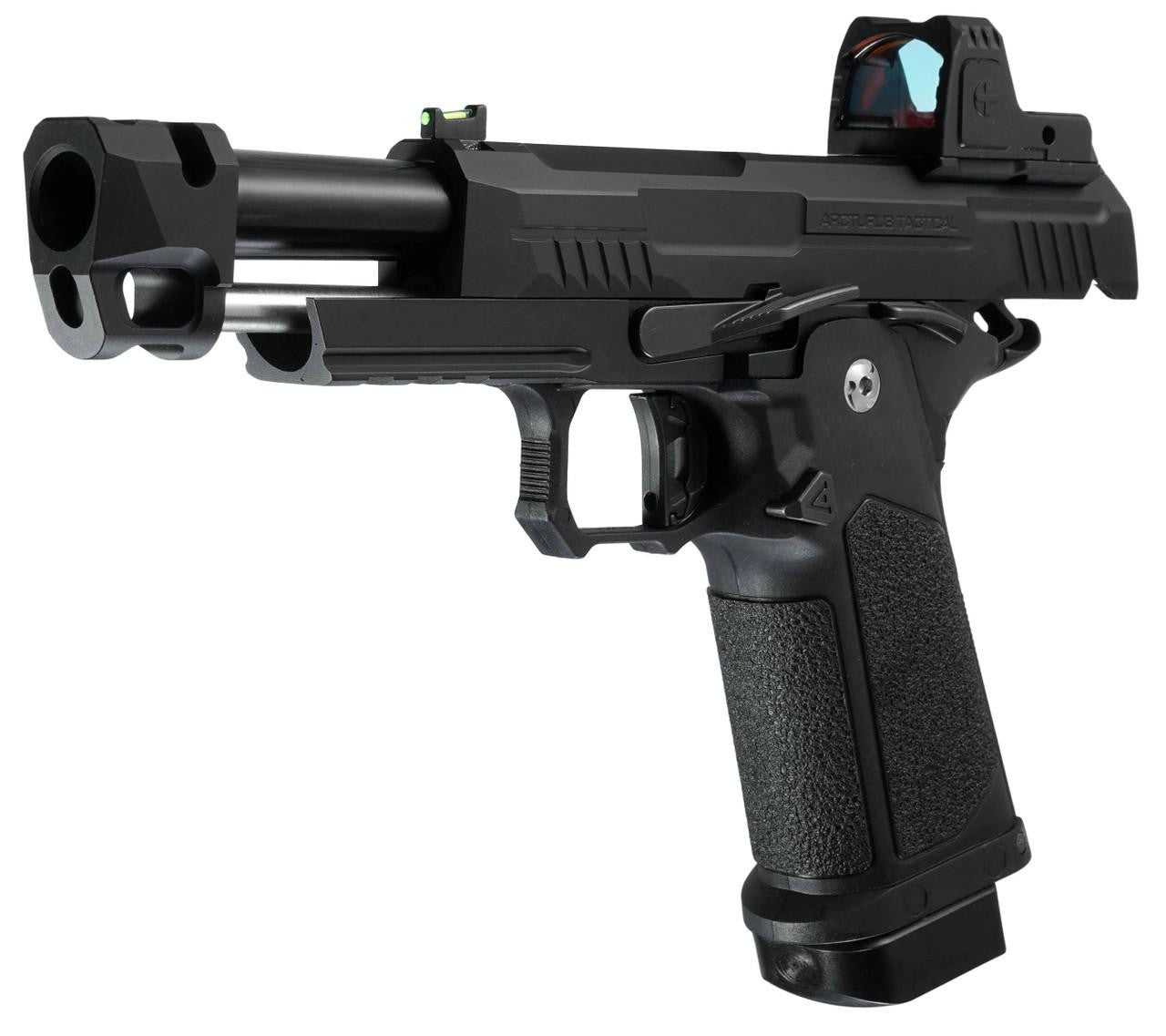 ARCTURUS Vanguard 4.3" Hi-Capa GBB Airsoft Pistol w/ Optics Ready Slide & Compensator & ARS-1 Red Dot Combo, Black