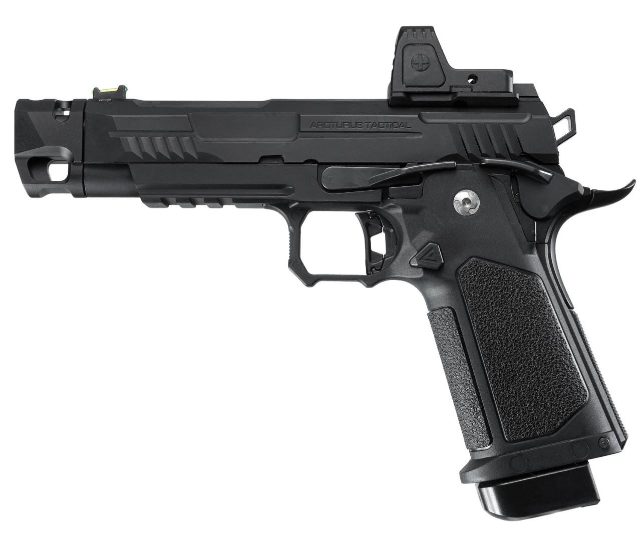 ARCTURUS Vanguard 4.3" Hi-Capa GBB Airsoft Pistol w/ Optics Ready Slide & Compensator & ARS-1 Red Dot Combo, Black