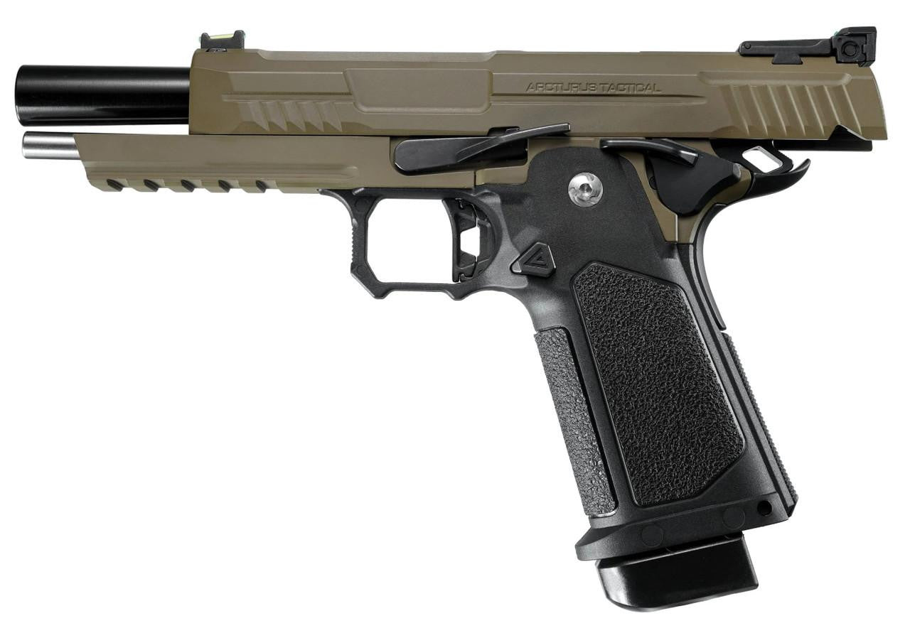 ARCTURUS Vanguard 5" Hi-Capa GBB Airsoft Pistol, Black/Tan