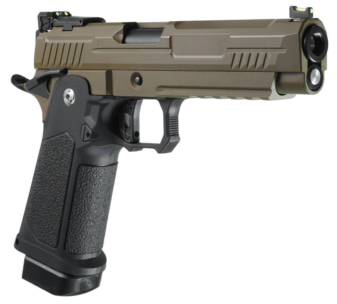 ARCTURUS Vanguard 5" Hi-Capa GBB Airsoft Pistol, Black/Tan