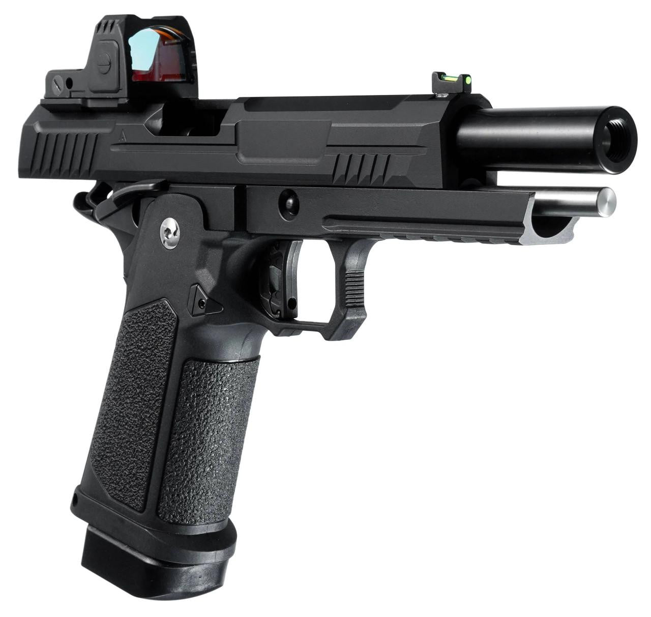 ARCTURUS Vanguard 5" Hi-Capa GBB Airsoft Pistol w/ Optics Ready Slide & ARS-1 Red Dot Combo, Black