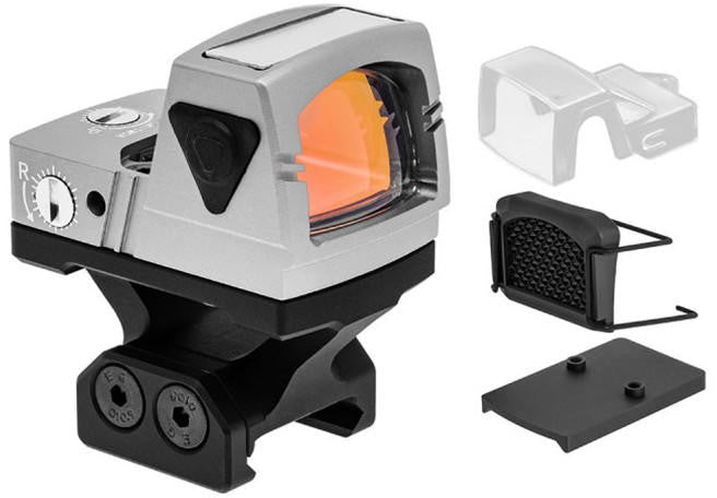 Atlas Custom Works xForce Solar Powered Mini Red Dot with Mount, Silver