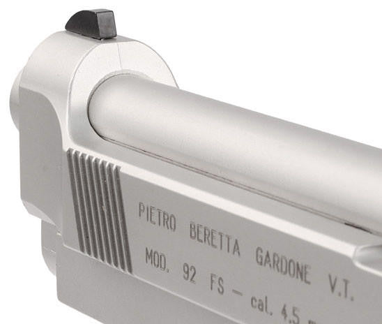 Beretta 92FS CO2 .177 Nickel Air Gun, Silver/Wood