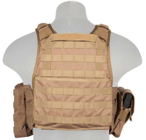 Lancer Tactical Assault Airsoft Tactical Vest, Coyote Brown