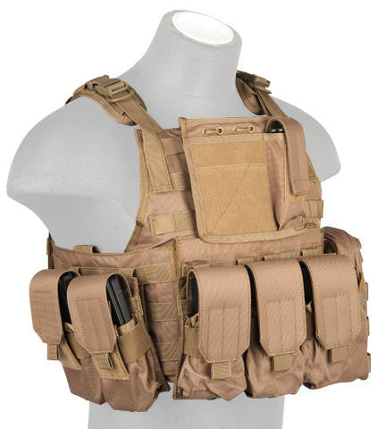 Lancer Tactical Assault Airsoft Tactical Vest, Coyote Brown