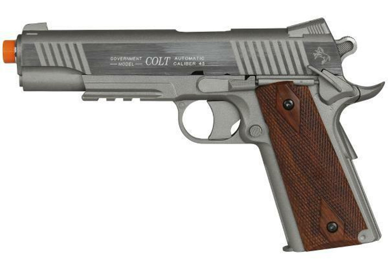 Colt 1911 Rail Gun Non-Blowback Airsoft Pistol Silver