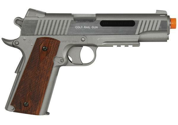 Colt 1911 Rail Gun Non-Blowback Airsoft Pistol, Silver