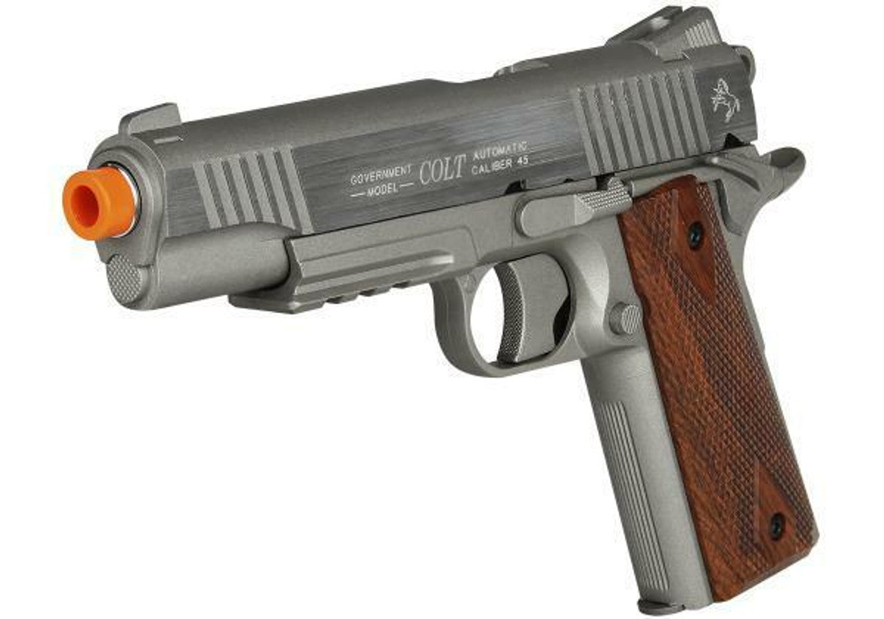 Colt 1911 Rail Gun Non-Blowback Airsoft Pistol Silver