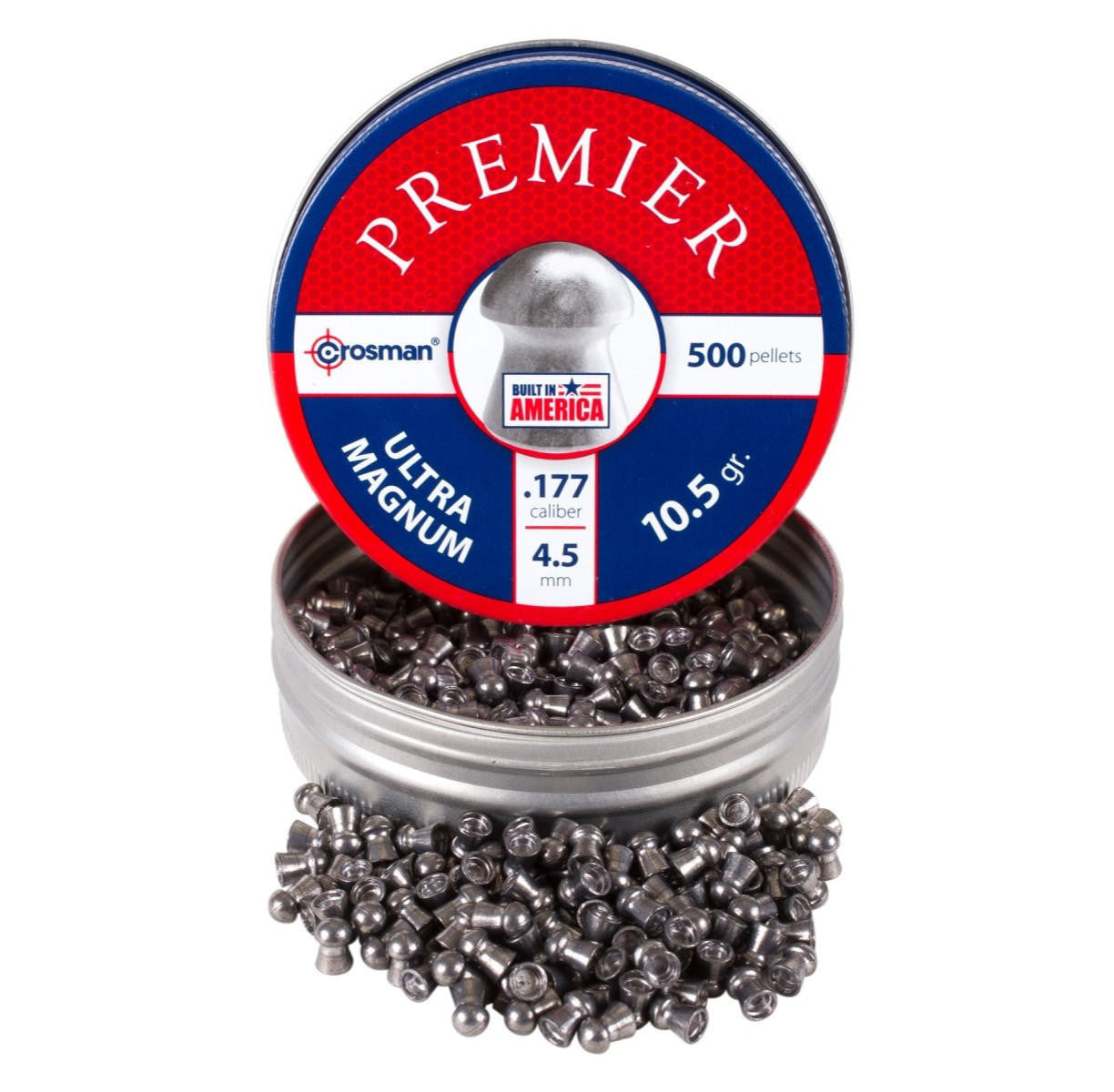 Crosman Premier Ultra Magnum .177 Cal 10.5 Grains Round Nose Pellets, 500ct, Silver
