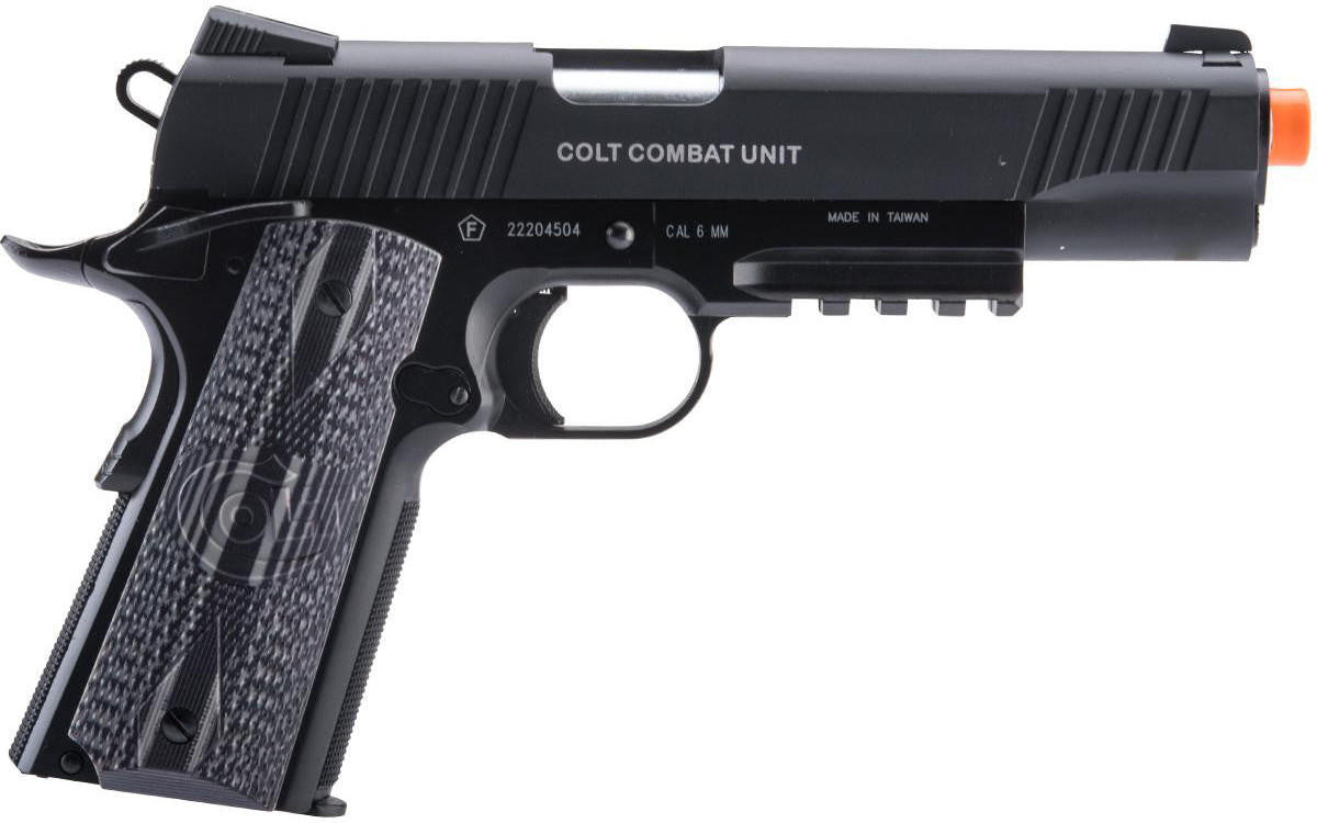 Cybergun Colt Licensed 1911 "Combat Unit" Government CO2 Powered Airsoft Gas Blowback Pistol, Black