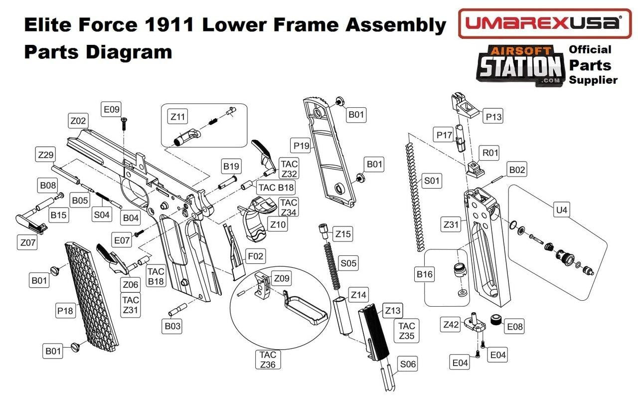 Elite Force/KWC 1911 TAC CO2 Blowback Airsoft Pistol Complete Trigger