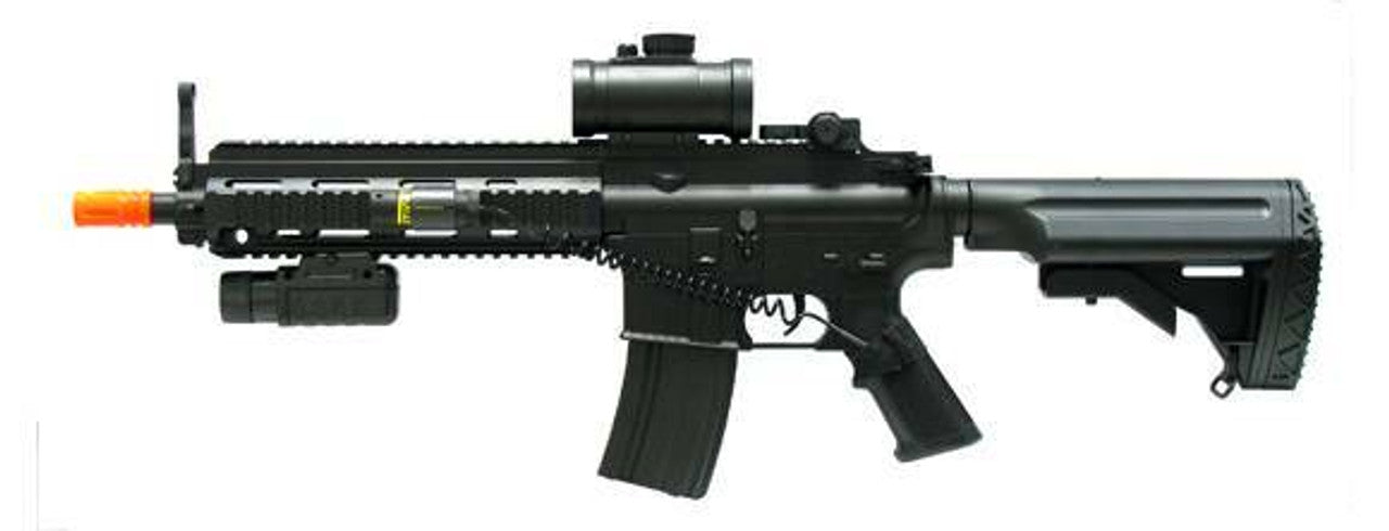 Full Auto Electric Airsoft Rifle by Double Eagle w/ Laser Flashlight and Red Dot Sight